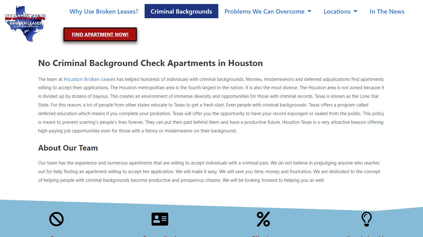 No Criminal Background Checks | Houston Broken Leases